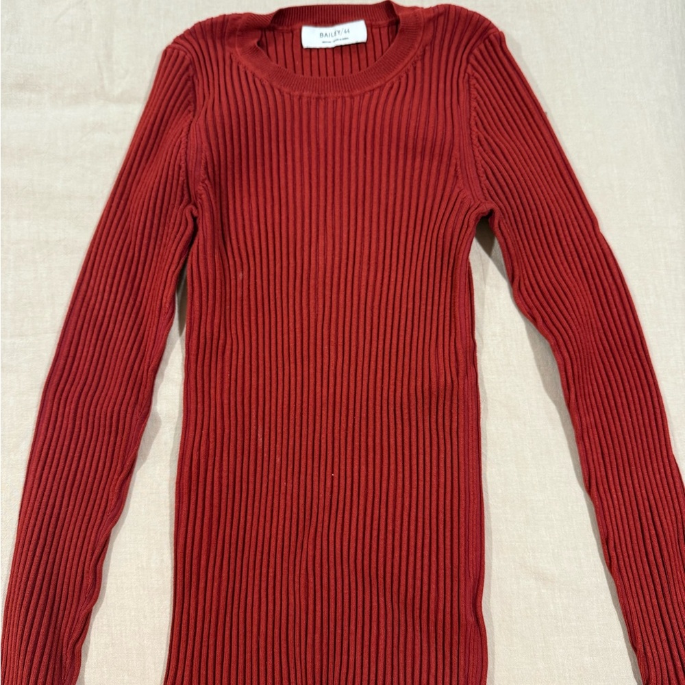 Bailey 44 Scarlet Ribbed Knit Top